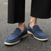 Mens Genuine Leather Suede Loafers Penny Slip on Driving Shoes Casual Business Lightweight Comfort Flats Beige Khaki Tan