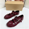 Glossy PU Leather Women Mary Jane Shoes Vintage Buckle Strap Ballet Flats Elegant Crisscross Soft Walking Shoes