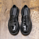 Men's Chunky Sole Pu Leather Quality Loafers Slip on Round Toe Dress Shoes Fashion Design Walking Daily Commute Wear