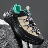 Mens Fashion Sneakers Techwear Style Athletic Shoes Quick Toggle Lacing System Thick Speckled Sole Sport Trainers