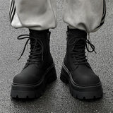 Thick Sole Black Color Durable Men Ankle Lace up Boots Handsome Classic Fashion Dress Shoes Winter Boots