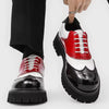 Red White Black Color Block Men Oxford Shoes Wingtip Brogue Chunky Platform Sole Shiny Patent PU Leather Casual Derby