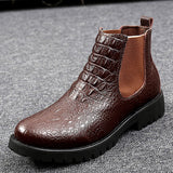Men's Chelsea Boots with Quality Chimney Style, British Retro Genuine Leather Ankle Boots