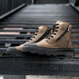 Brown Black Plaid Durable Pointed Toe Ankle Height Comfortable Chelsea PU Leather Boots Classic Men Dress Shoes
