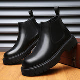 Winter Boots Quality Cowhide Leather Chelsea Ankle Boots Classic Handsome Men Dress Shoes