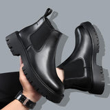 Winter Boots Quality Cowhide Leather Chelsea Ankle Boots Classic Handsome Men Dress Shoes