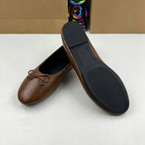 Elegant PU Leather Women Slides Round Toe Flat Ballet Shoes Backless Pumps Modern Office Work Wear Shoes