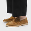 Mens Genuine Leather Suede Loafers Penny Slip on Driving Shoes Casual Business Lightweight Comfort Flats Beige Khaki Tan