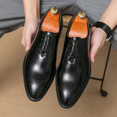 Men Lace up Casual Formal Oxfords Dress Shoes Comfortable Durable Red Bottom Handsome Shoes for Men