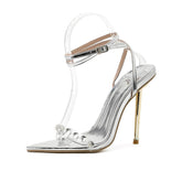 Metal Trendy Fashion Rose Gold Sole Sandals 2025 New Arrival Shoes Woman Heels for Women