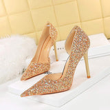 Sequin Talons Style Leather Ladies Slippers Female Shoes Heels for Ladies