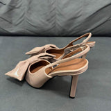 Women's Patent Leather Stiletto Sandals for Spring & Summer - Closed-Toe with Bow, Ankle Strap High-Heel Dress Shoes