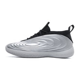 Mens Futuristic Metallic Silver Ripple Wave Basketball Sneakers Ultra Lightweight Sleek High Performance Outdoor Court Shoes