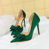 Best Seller Designer Purple Fashion 2025 Sweet Pointed Toe Bows Stiletto High Heels for Ladies