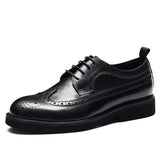 Luxury-Inspired Men's Formal Shoes: Handcrafted Brogue Design with Thick Comfort Soles Genuine Leather Dress Shoes