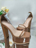 Women High Heel Thick Platform Sandals Ankle Strap Quality Durable Classic Black Brown Ladies Block Heel Sandals