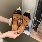 New Sandales Femme White Pointed toe Mules Elegant Evening Shoes Slippers