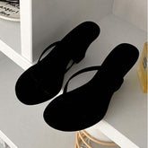 Hot Selling Square Toe Flip Flops Chunky Low Slippers Shoes Lady Heels for Ladies