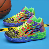 Mens Basketball Shoes Colorful Graffiti Printed High Top Sneakers Vibrant Galaxy Pattern Streetball Athletic Training Footwear
