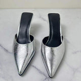 Closed Toe Sandal Trendy Color Sandale Talon Sexy Silver Heels 2024
