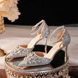 6.5CM/8.5CM High Quality Gold Diamond Female Night Club Peep Toe Platform Ladies Luxury Heels for Women