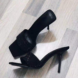6CM/9CM New Fashion Talon Pour Femm Nouveau Rhinestone Shoes Sexy Black Diamond Heels for Women