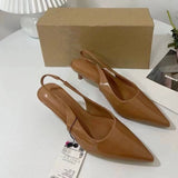 Patent Leather Women Sexy Stiletto Pumps Summer New Arrival Back-Strap Sandals, Pointed-Toe Women's Work Shoes