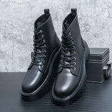 High Ankle Gentlemen Footwear Wedding Groom Shoes Comfortable Black Lace up Boots for Men