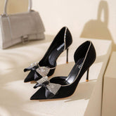 Zapato Mujer Taco Alto High Quality Elegant Lady.Pumps Bow Pink Rhinestone Diamond Heels