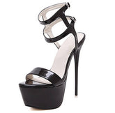 2025 Sandales Talon Femme Night Club Sandals Bottom Heels for Women Pole Dance Design Stiletto Super High Stripper Platform Red