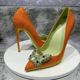 Luxury High Quality Ladies Butterfly Pumps Crystal Shoes Sexy Pretty Girl High Heel