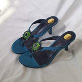Latest Design Flip Flop Talons Haut Sexy Blue Escarpins Unique High Open Toe Thong Women Heels