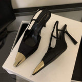 9CM Talons Chic Slingback Closed Toe Sexy Shoes Pumps Black Heels for Women Ladies