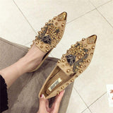 Rivet Studded Comfort Soft Flat Shoes Slippers Suede 2024 Women's Loafers