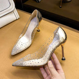 Quality Hollow Mesh Salto Alto 1 Pair Luxury Studded Slippers Thin Stiletto Sandal Heels for Ladies and Women