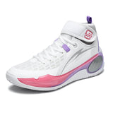Mens High Top Yellow Basketball Shoes Professional Athletic Sneakers with Ankle Support Strap Breathable Court Training Footwear