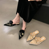 Embroidery Outdoor Slippers Closed Toe Female Ladies Casual Loafer Spring Flat Shoes