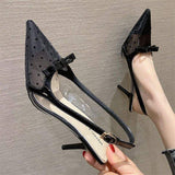 6CM Stiletto Escarpins Femme Talon Haut Sling Back Clear Sandals Sexy Pointed Transparent Heels
