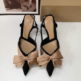 Trendy Slingback Fashion Bow Sandals Slippers 2025 Heels for Women