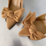 Satin Cloth Pink Bow Talon High Quality Slingback Pumps Fashion Elegant Female Shoes Ladies Heels for Women