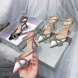 New Colors Talon Pour Femme High QUality Trendy Cover Toe Crystal Diamond Bow Red Heels for Women
