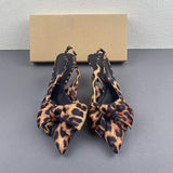 Leopard Chaussure Femme Bow Female Slingback 2025 Heels for Women and Ladies