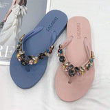 PVC Diamobd Sandals Summer Beach Slipper Thong Girl Flip Flops Woman Shoes Flat Sandals