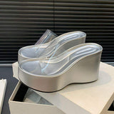 Hot Selling Sandalias Plataforma Height Increasing Transparent Platform Women's Sandals