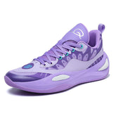 Lightweight Breathable Lavender Low Top Basketball Shoes with Mesh Upper EVA Midsole Ankle Support for Men Women and Youth