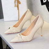 2025 Elegant Banquet Manufacturer Shoes 9.5CM Stiletto Pointed Toe Bow Tacones Sexy Women's High Heels