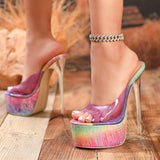 Rainbow Sandalia Con Plataformas New Arrival Peep Toe 2026 Cute Female Stiletto Platform Heels for Women