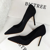 Big Size 42 43 Sepatu Wanita Sexy Fashion Suede Leather Dress Pumps Women Pencil Heels for Ladies Shoes