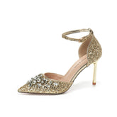 6.5CM/8.5CM High Quality Gold Diamond Female Night Club Peep Toe Platform Ladies Luxury Heels for Women