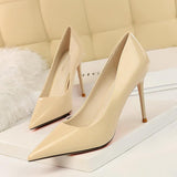 High Quality Tacones De Mujer Newest Fashion Chaussure Femme Nude Women High Heels Jobs Shoes Casual Shoes Thin Heels PU Slip-on